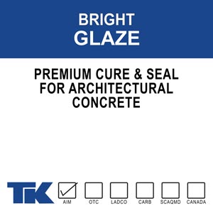 bright-glaze Bright Glaze is a premium, high gloss, cure and seal for architectural, decorative, and masonry surfaces. Bright Glaze is 27.5% solids and is made from pure 100% methyl/methacrylate polymers.