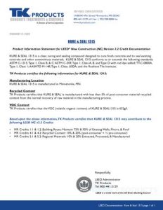 Kure Seal 1315 LEED Letter